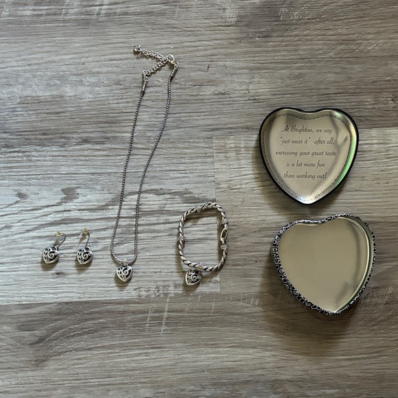 Brighton Heart Necklace Set With Power Of Pink Breast Cancer Bracelet - Picture 2 of 6